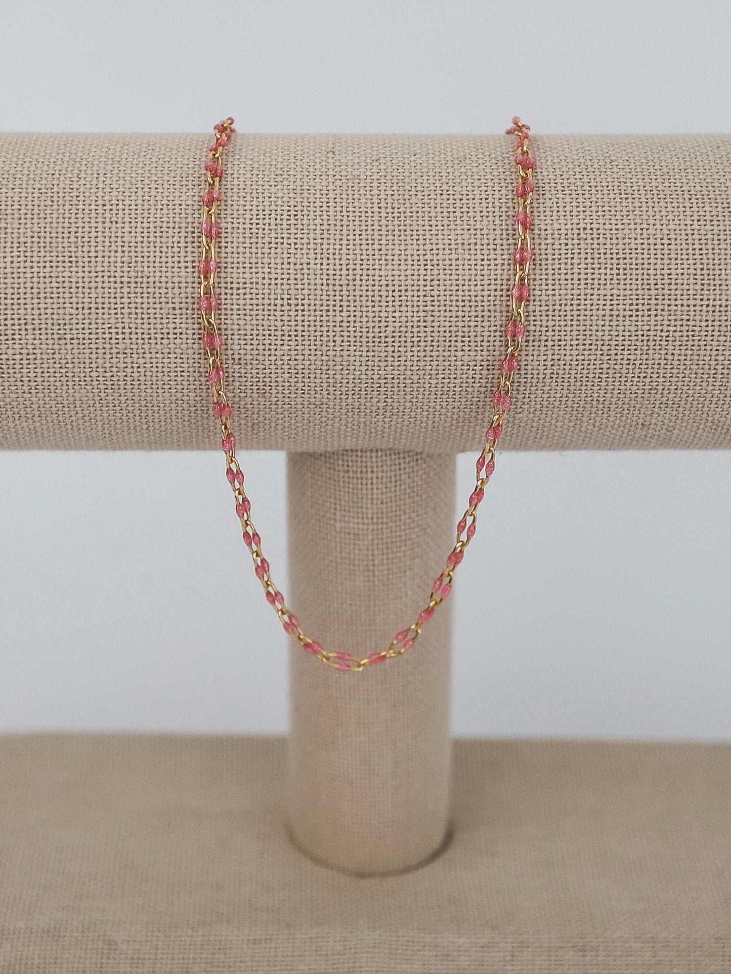 Enamel Paperclip Chain - Pink Glitter