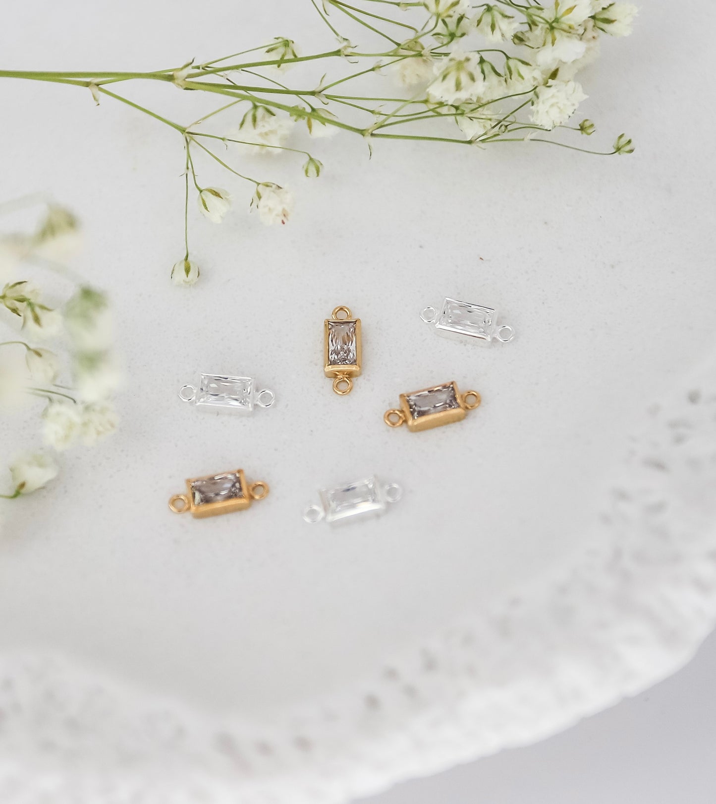 5mm Rectangle Bezel Connectors (Set of 3)