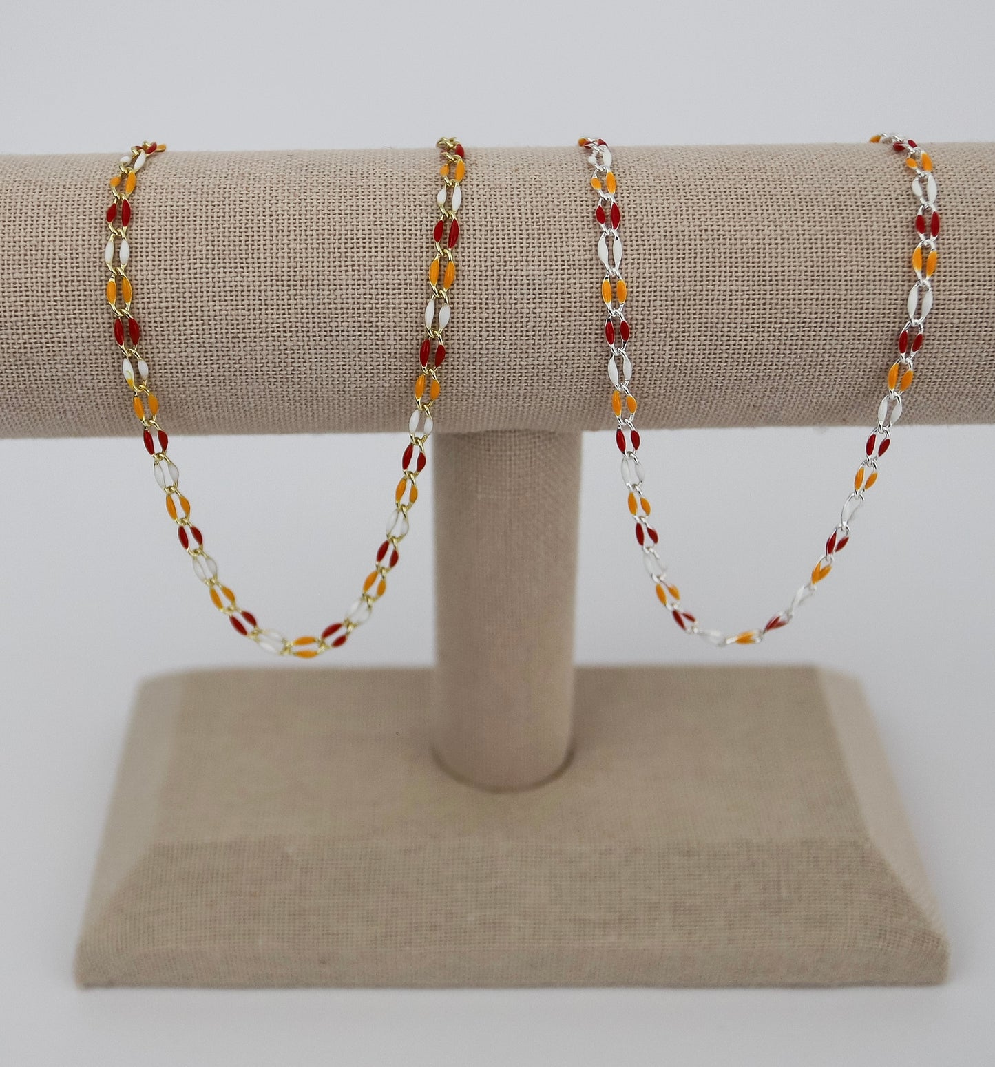 Plated Enamel Chain - White/Red/Yellow