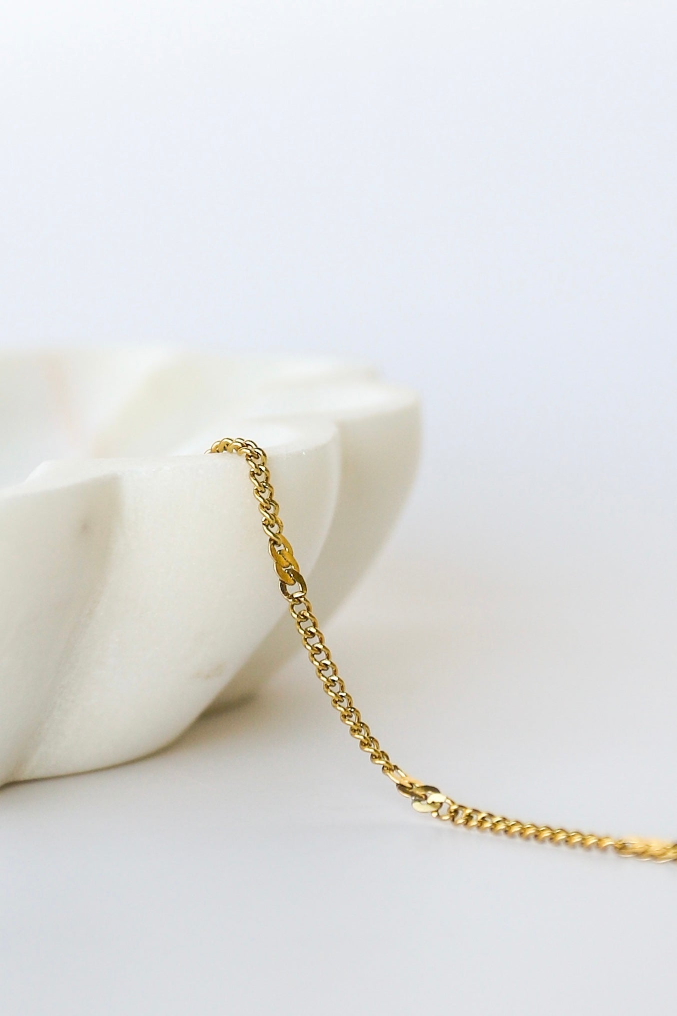 Station Curb Stainless Steel Chain - 14k PVD Plating