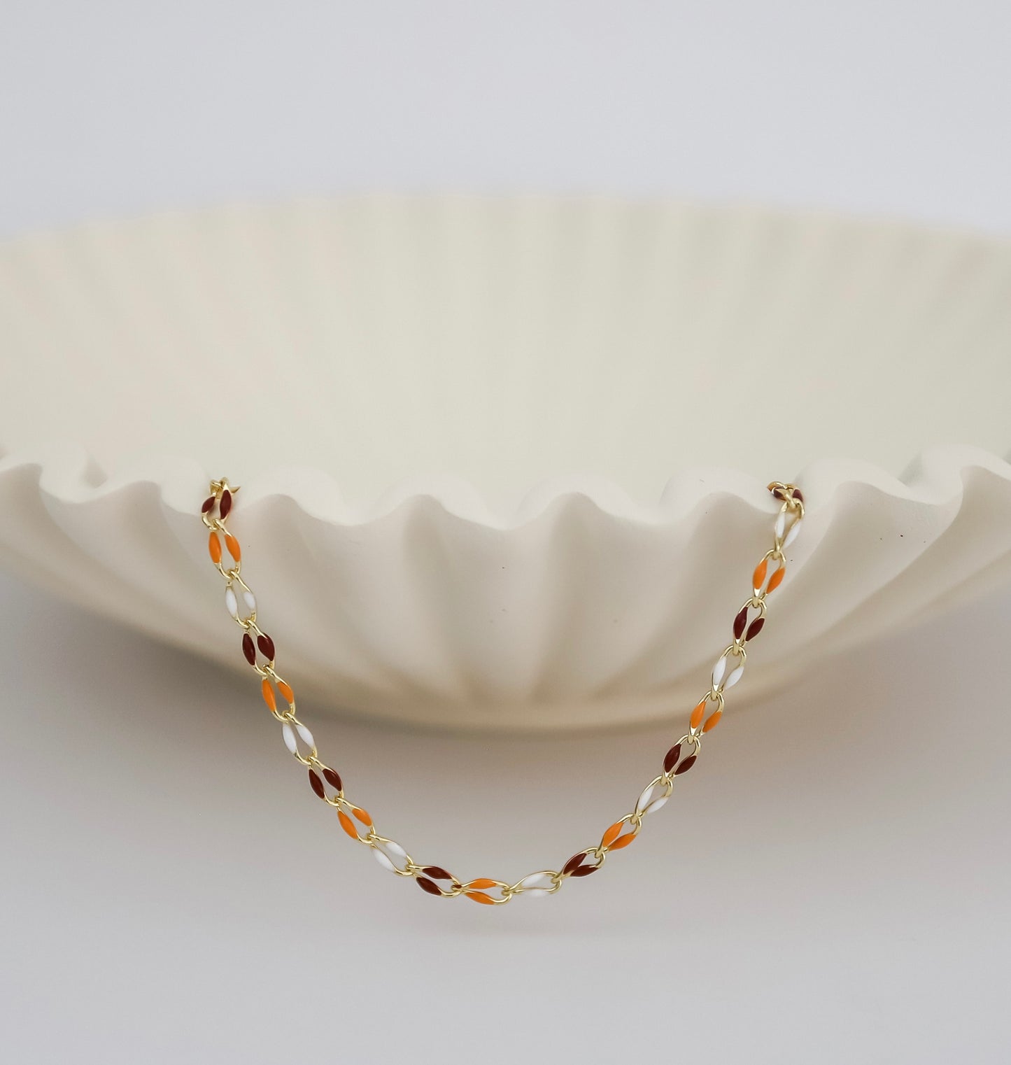 Plated Enamel Chain - Amber & Wine