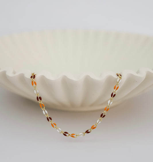 Plated Enamel Chain - Amber & Wine