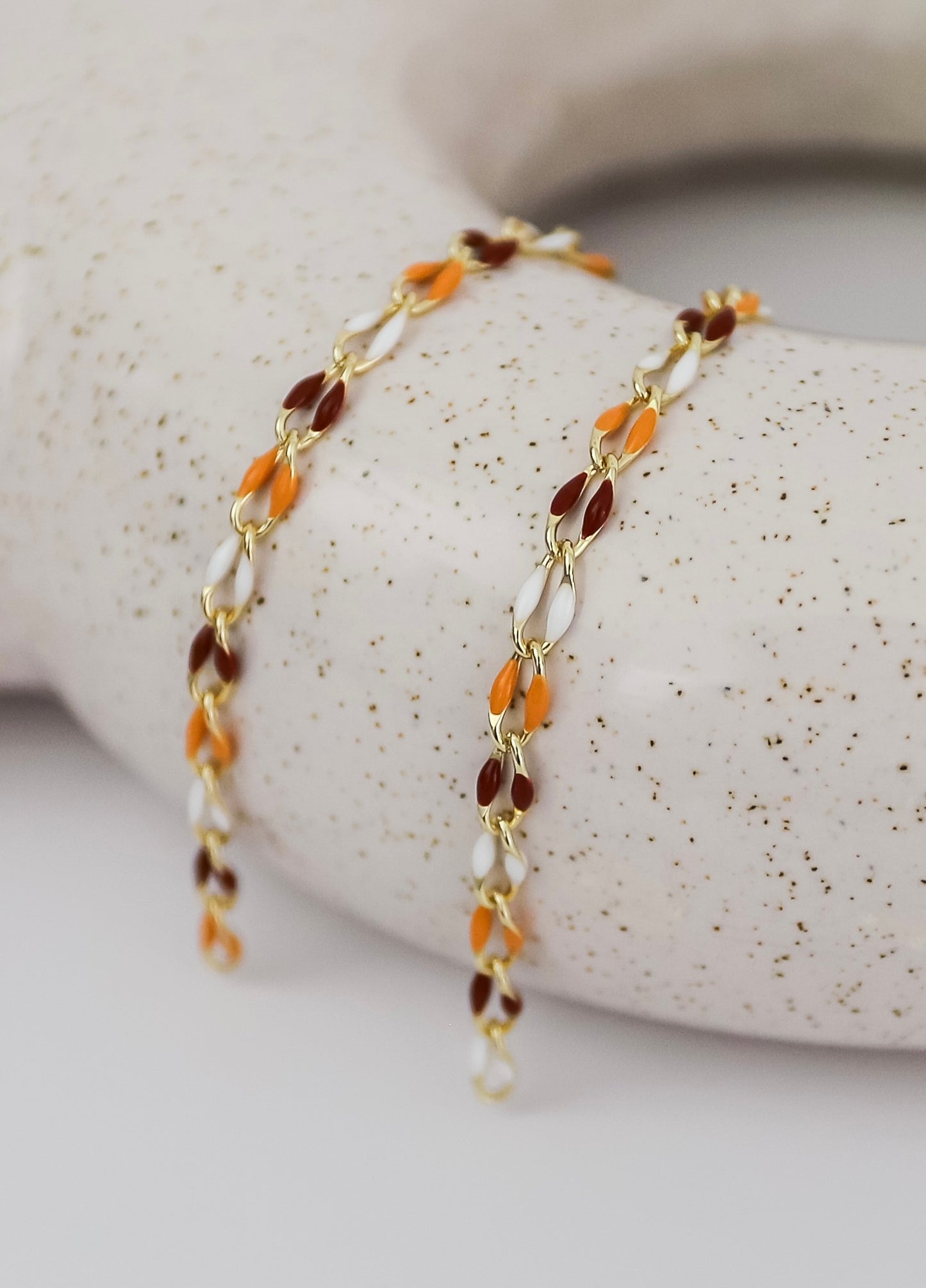 Plated Enamel Chain - Amber & Wine