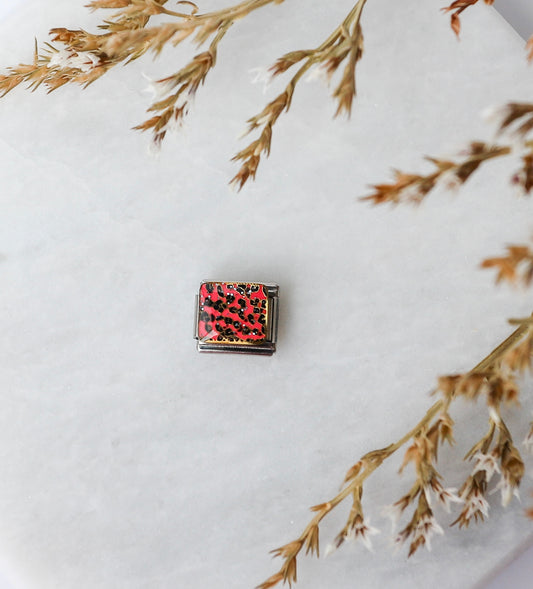 Italian Charm - Leopard Print - Pink Glitter
