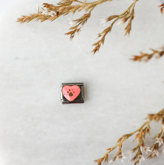 Italian Charm - Heart Paw - Pink