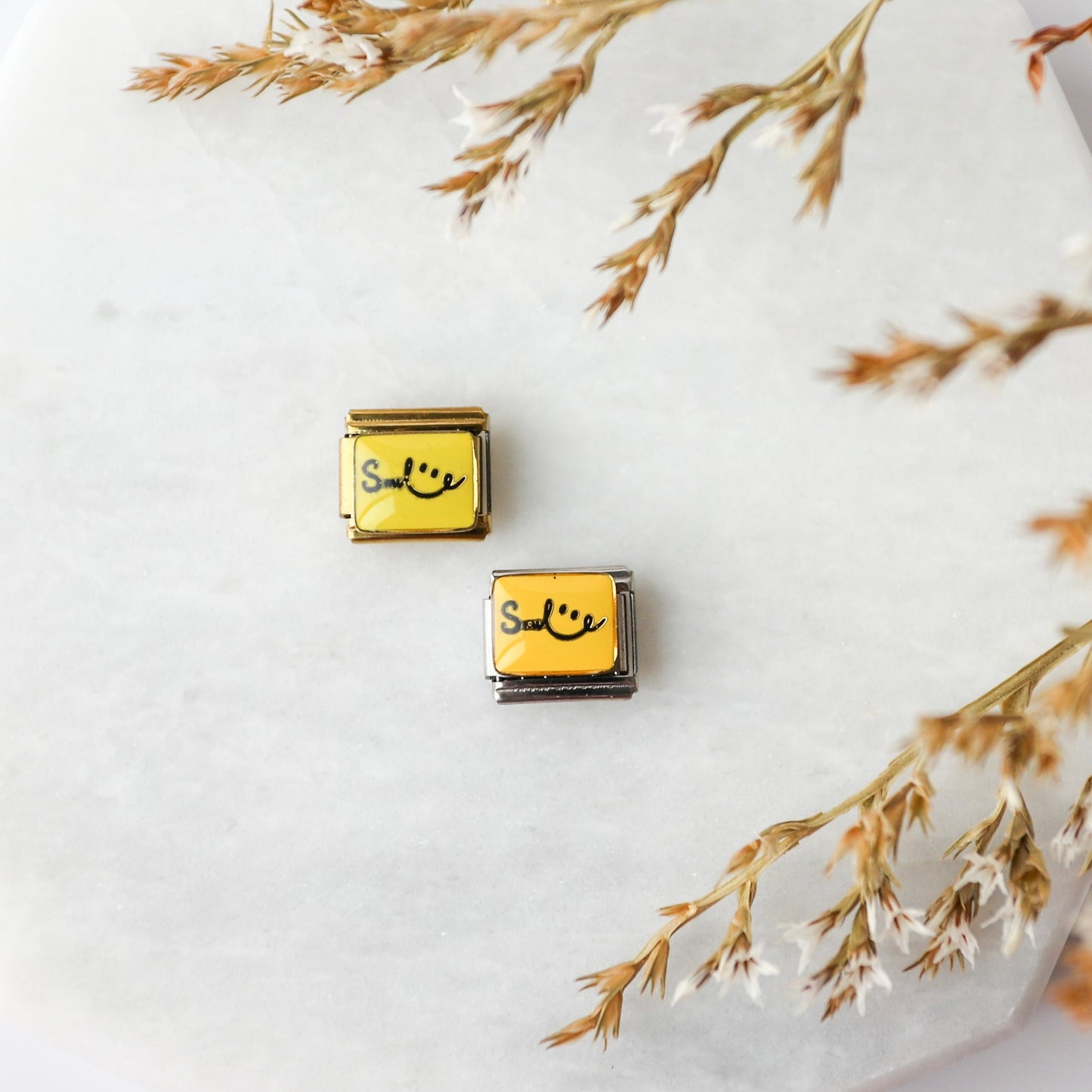 Italian Charm - Smile - Script - Yellow