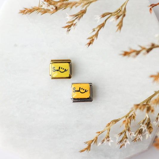Italian Charm - Smile - Script - Yellow