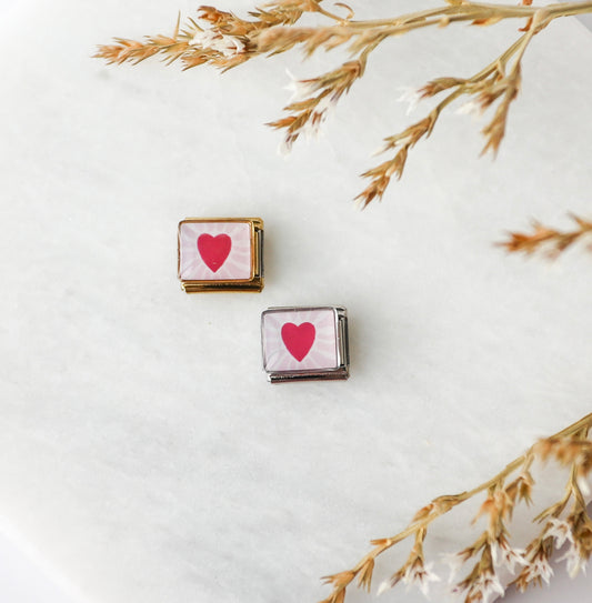 Italian Charm - Pink Heart - Radiant