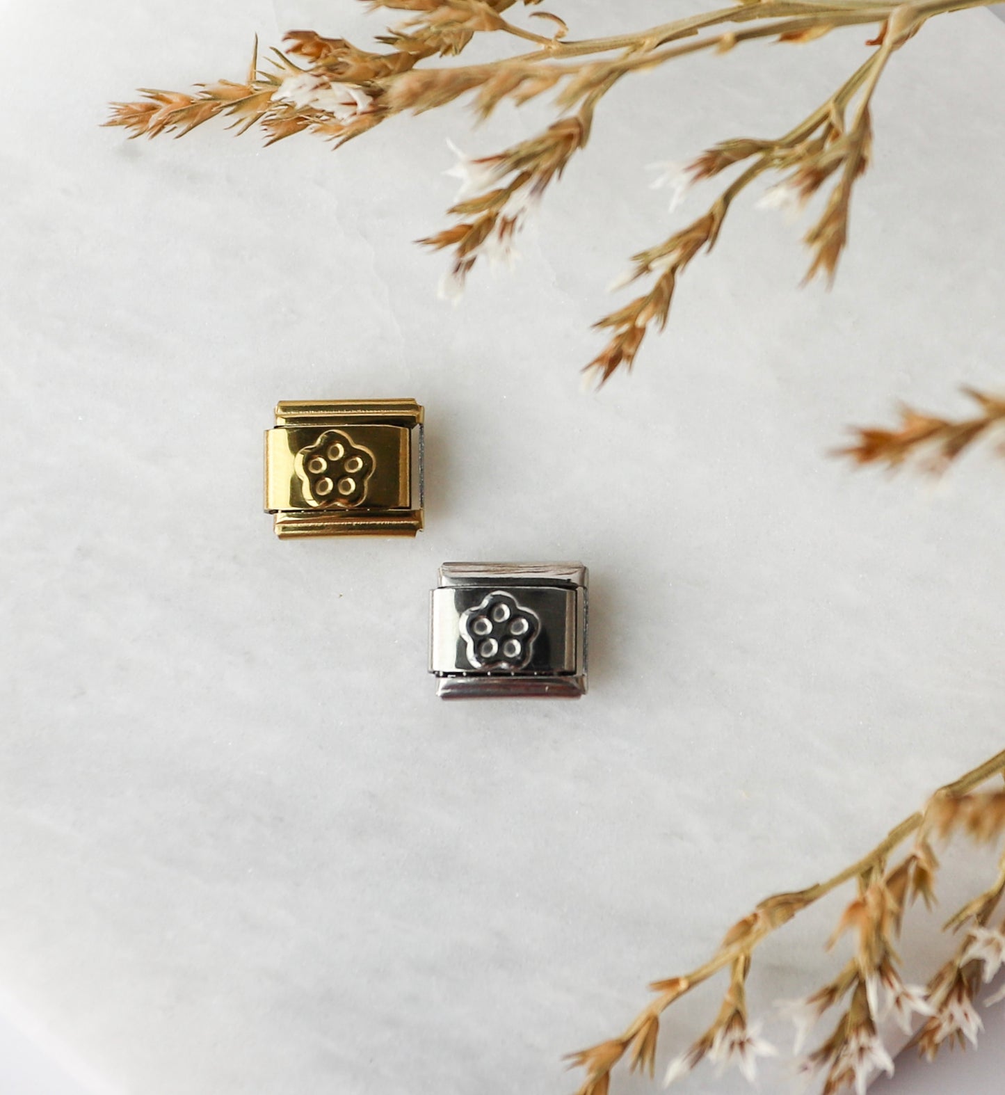 Italian Charm - Raised - Flower - Outline