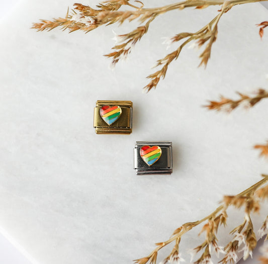 Italian Charm - Heart - Rainbow