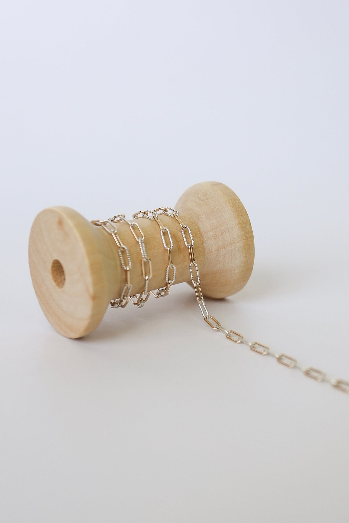 Mixed Metal Textured Paperclip Chain