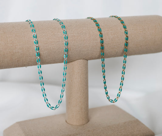Plated Enamel Chain - Teal