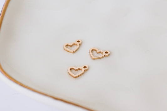 Tiny Heart Outline Charms (Set of 3)