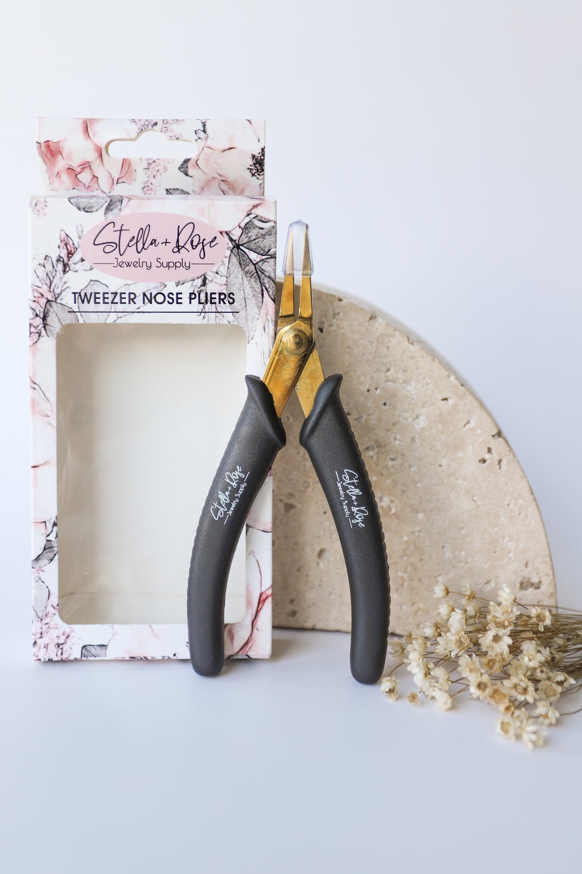 Tweezer Nose Pliers - Black & Gold