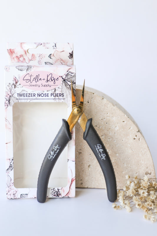 Tweezer Nose Pliers - Black & Gold