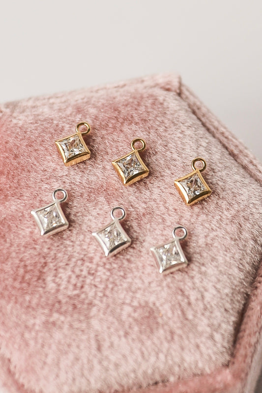 3mm Square Bezel Charms (Set of 3)