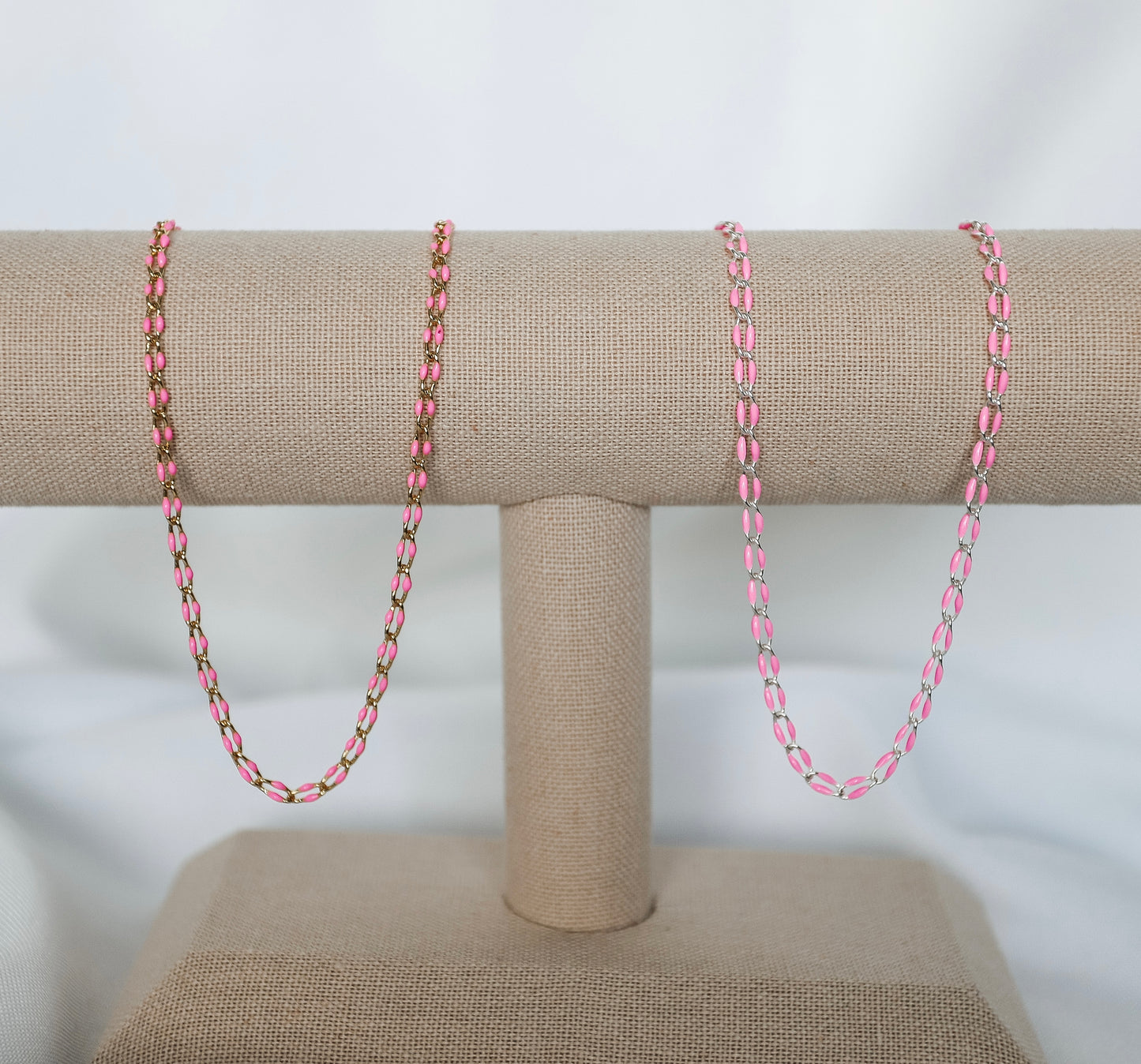 Plated Enamel Chain - Light Pink