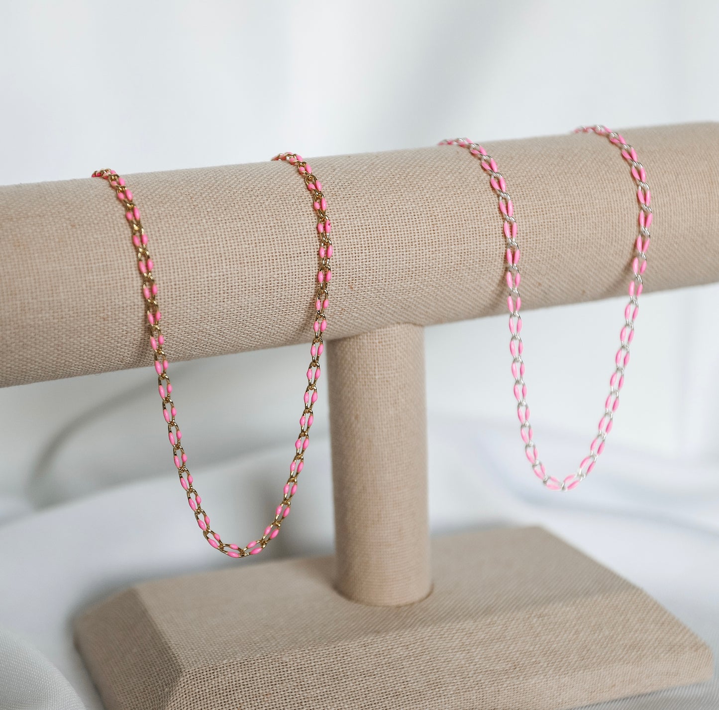 Plated Enamel Chain - Light Pink
